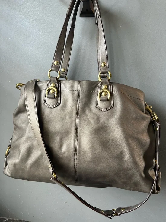Coach Ashley Leather Satchel, Metallic Bronze. (Taupe) EUC - Picture 2 of 16